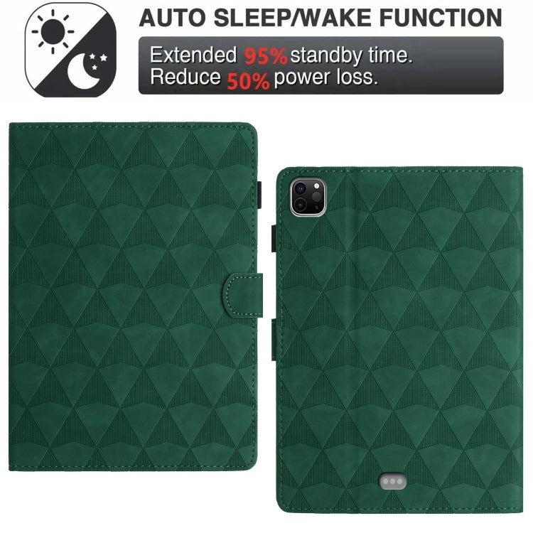 For iPad Pro 11 2024 Diamond Texture Embossed Leather Smart Tablet Case(Green)