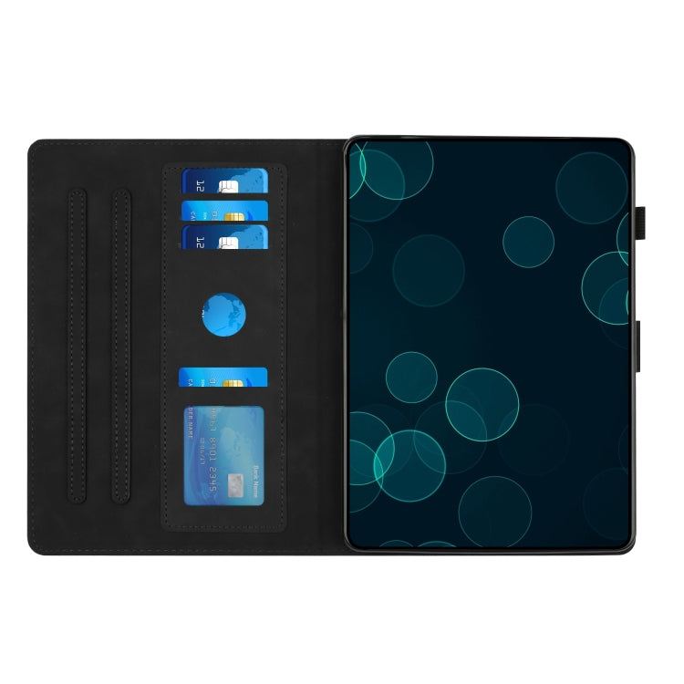 For iPad Pro 11 2024 Diamond Texture Embossed Leather Smart Tablet Case(Black)