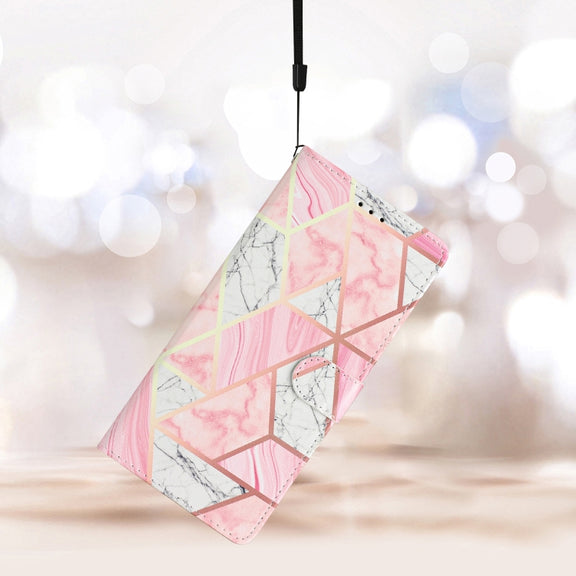 For Blackview A53 Pro Colored Drawing Leather Phone Case(Pink Marble)
