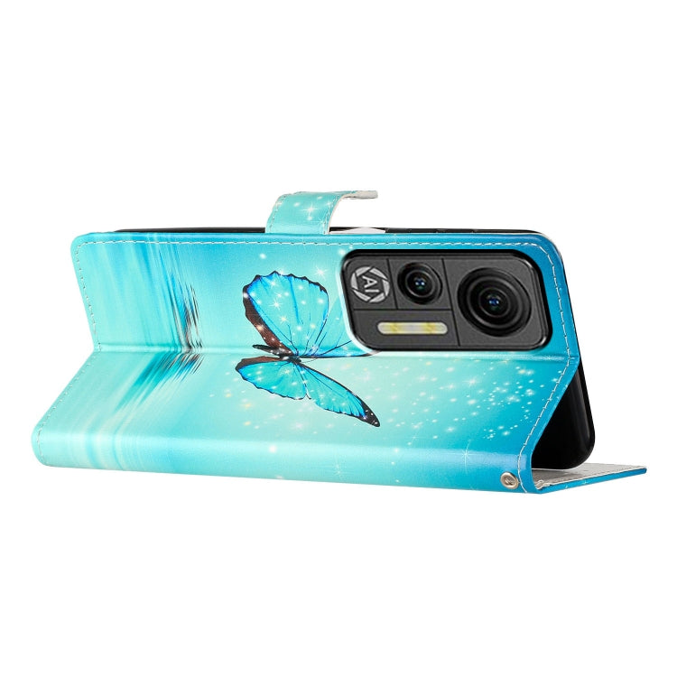 For Ulefone Note 14 Colored Drawing Leather Phone Case(Blue Butterfly)