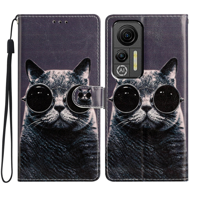 For Ulefone Note 14 Colored Drawing Leather Phone Case(Sunglasses Cat)