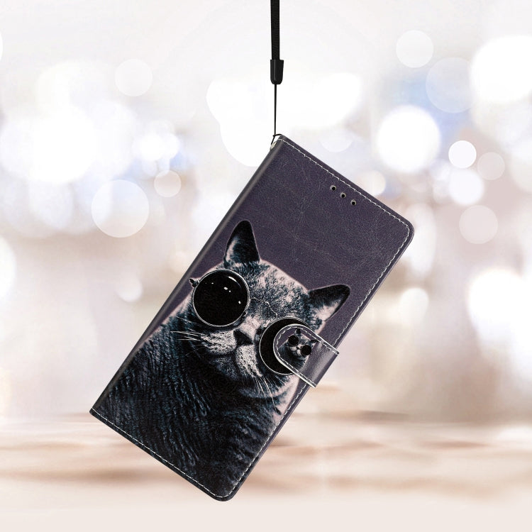 For Ulefone Note 14 Colored Drawing Leather Phone Case(Sunglasses Cat)