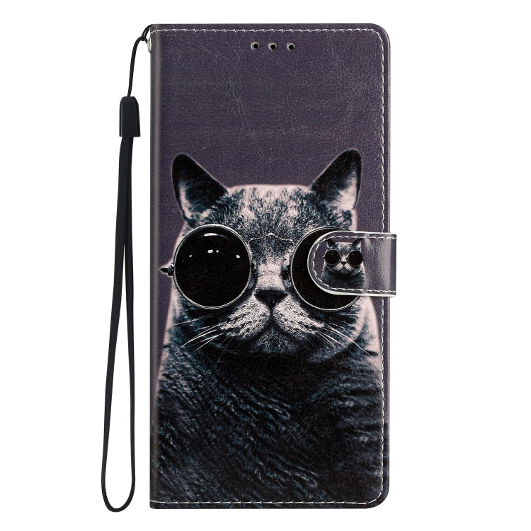 For Ulefone Note 14 Colored Drawing Leather Phone Case(Sunglasses Cat)