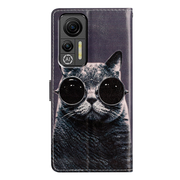 For Ulefone Note 14 Colored Drawing Leather Phone Case(Sunglasses Cat)