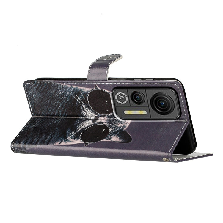 For Ulefone Note 14 Colored Drawing Leather Phone Case(Sunglasses Cat)
