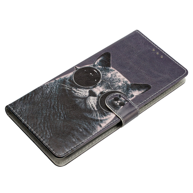 For Ulefone Note 14 Colored Drawing Leather Phone Case(Sunglasses Cat)