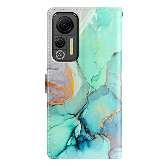 For Ulefone Note 14 Colored Drawing Leather Phone Case(Green Marble)