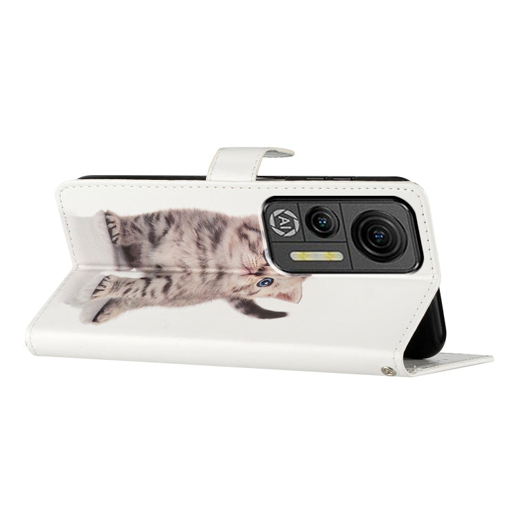For Ulefone Note 14 Colored Drawing Leather Phone Case(Little Tabby Cat)