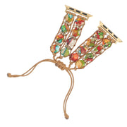 For Apple Watch Series 7 45mm Hexagonal Stones Drawstring Chain Watch Band(Colorful)