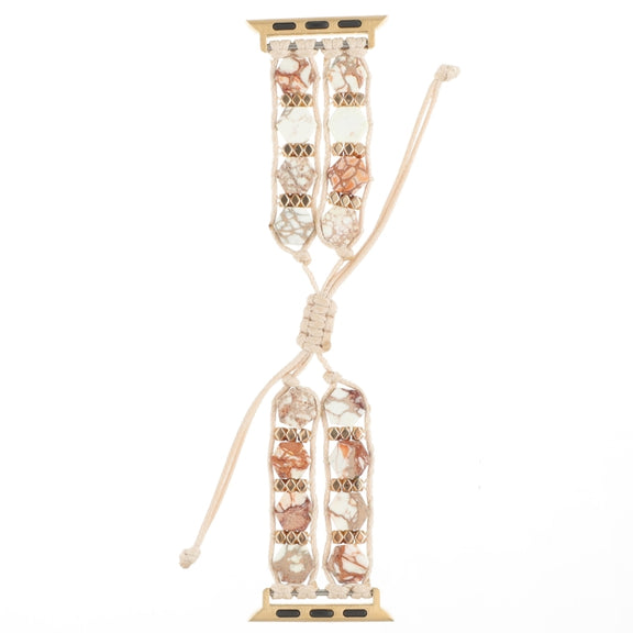 For Apple Watch SE 40mm Hexagonal Stones Drawstring Chain Watch Band(Beige)