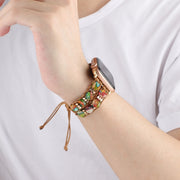 For Apple Watch 38mm Hexagonal Stones Drawstring Chain Watch Band(Colorful)