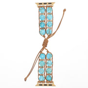 For Apple Watch 38mm Hexagonal Stones Drawstring Chain Watch Band(Blue)