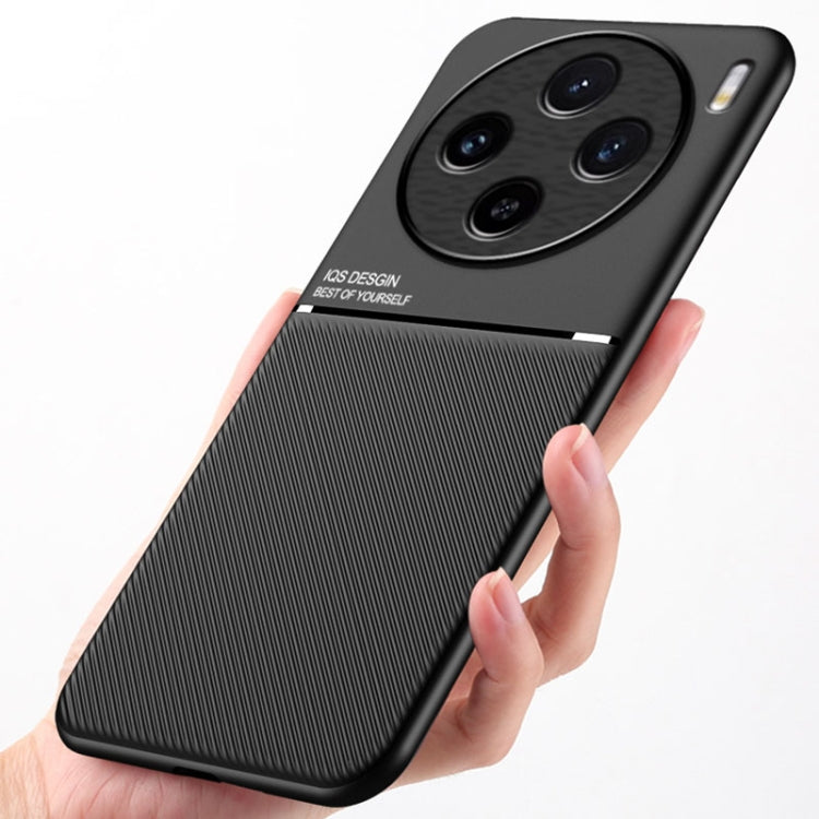 For vivo X100 Pro Classic Tilt Strip Grain Magnetic Shockproof PC + TPU Phone Case(Blue)
