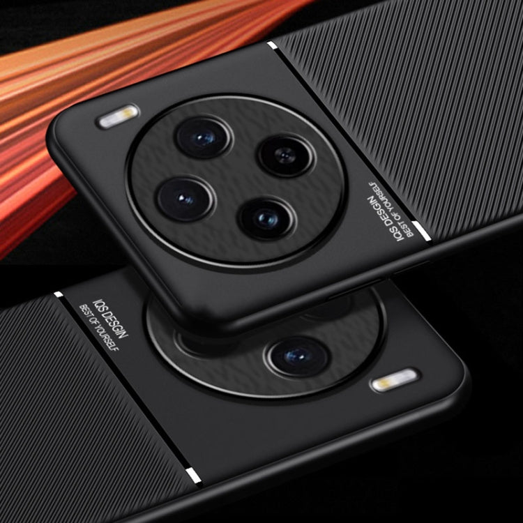 For vivo X100 Pro Classic Tilt Strip Grain Magnetic Shockproof PC + TPU Phone Case(Black)