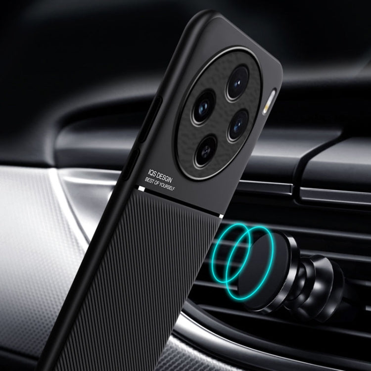 For vivo X100 Pro Classic Tilt Strip Grain Magnetic Shockproof PC + TPU Phone Case(Black)