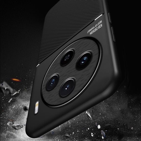 For vivo X100 Pro Classic Tilt Strip Grain Magnetic Shockproof PC + TPU Phone Case(Black)