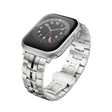For Apple Watch 42mm Butterfly Buckle 5-Beads Metal Watch Band(Silver Black) - Watch Bands by PMC TechLife | Online Shopping South Africa | PMC TechLife