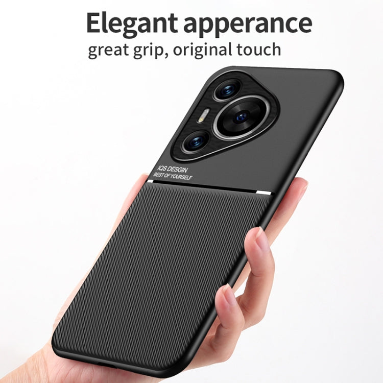 For Huawei Pura 70 Classic Tilt Strip Grain Magnetic PC Hybrid TPU Phone Case(Black)