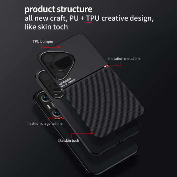 For Huawei Pura 70 Classic Tilt Strip Grain Magnetic PC Hybrid TPU Phone Case(Black)