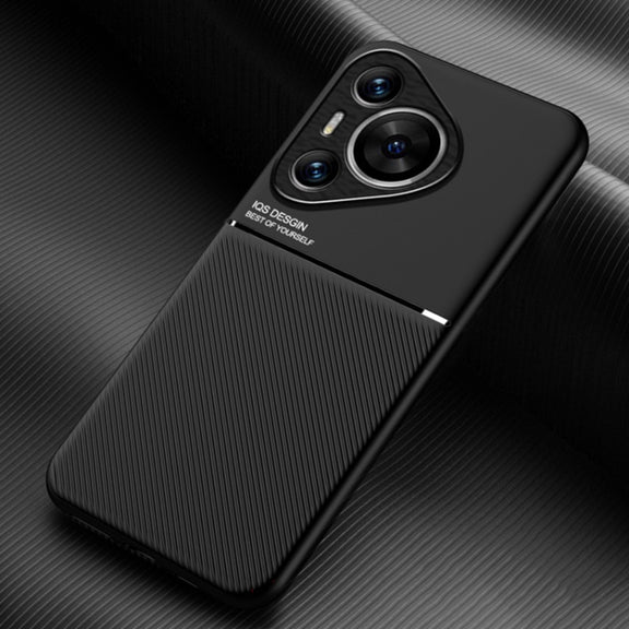For Huawei Pura 70 Classic Tilt Strip Grain Magnetic PC Hybrid TPU Phone Case(Black)