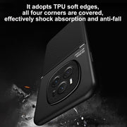 For Honor Magic6 Pro Classic Tilt Strip Grain Magnetic PC Hybrid TPU Phone Case(Blue)