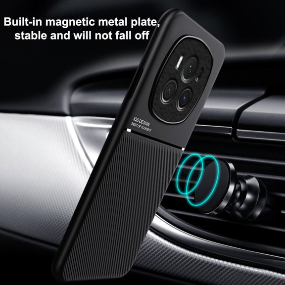 For Honor Magic6 Pro Classic Tilt Strip Grain Magnetic PC Hybrid TPU Phone Case(Black)