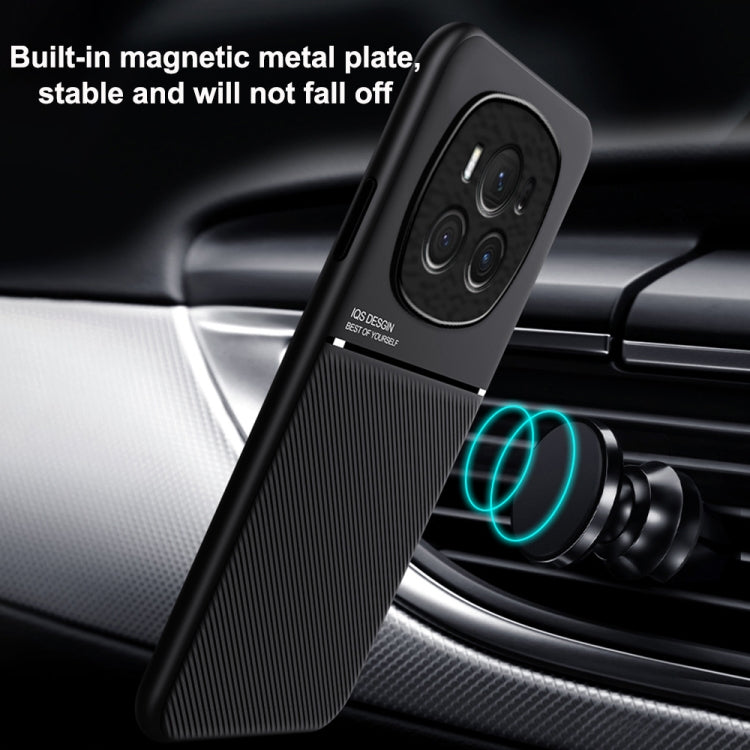 For Honor Magic6 Pro Classic Tilt Strip Grain Magnetic PC Hybrid TPU Phone Case(Black)