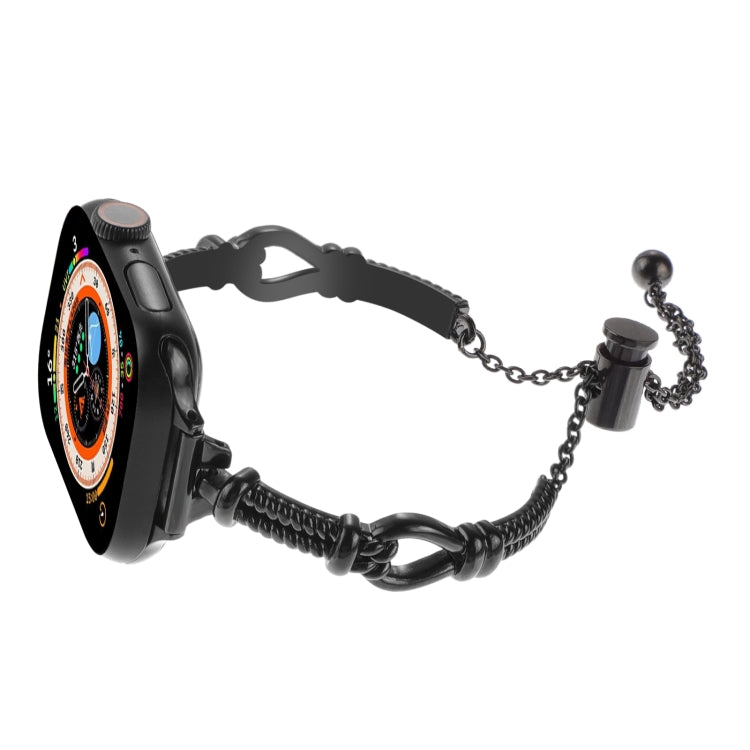 For Apple Watch 42mm Twist Metal Bracelet Chain Watch Band(Black)