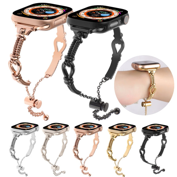 For Apple Watch 42mm Twist Metal Bracelet Chain Watch Band(Black)