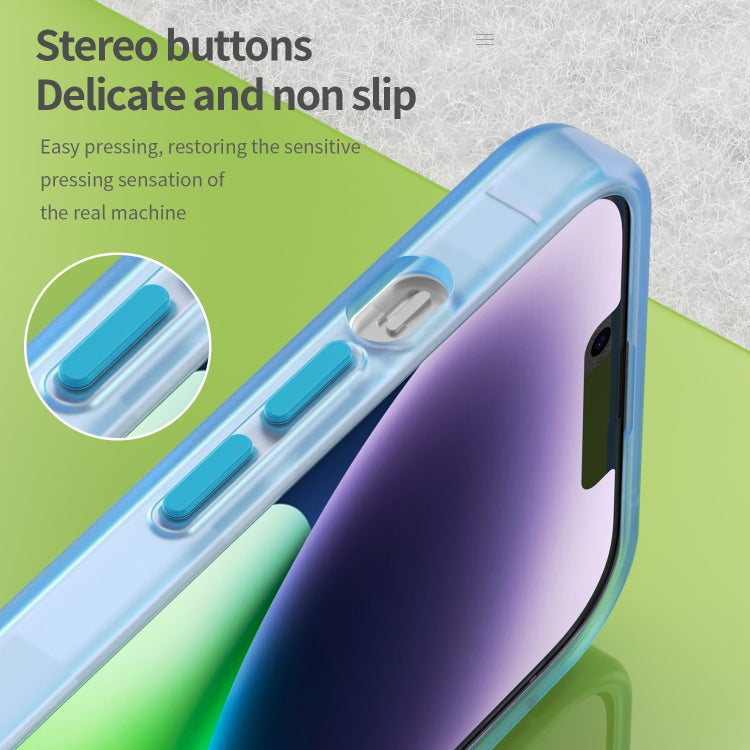For iPhone 14 Plus MagSafe Frosted Translucent TPU + PC Full Coverage Phone Case(Blue)
