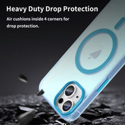 For iPhone 15 MagSafe Frosted Translucent TPU + PC Full Coverage Phone Case(Blue)