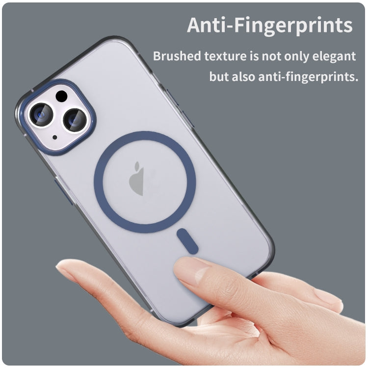 For iPhone 16 Plus MagSafe Frosted Translucent TPU + PC Full Coverage Phone Case(Dark Blue)
