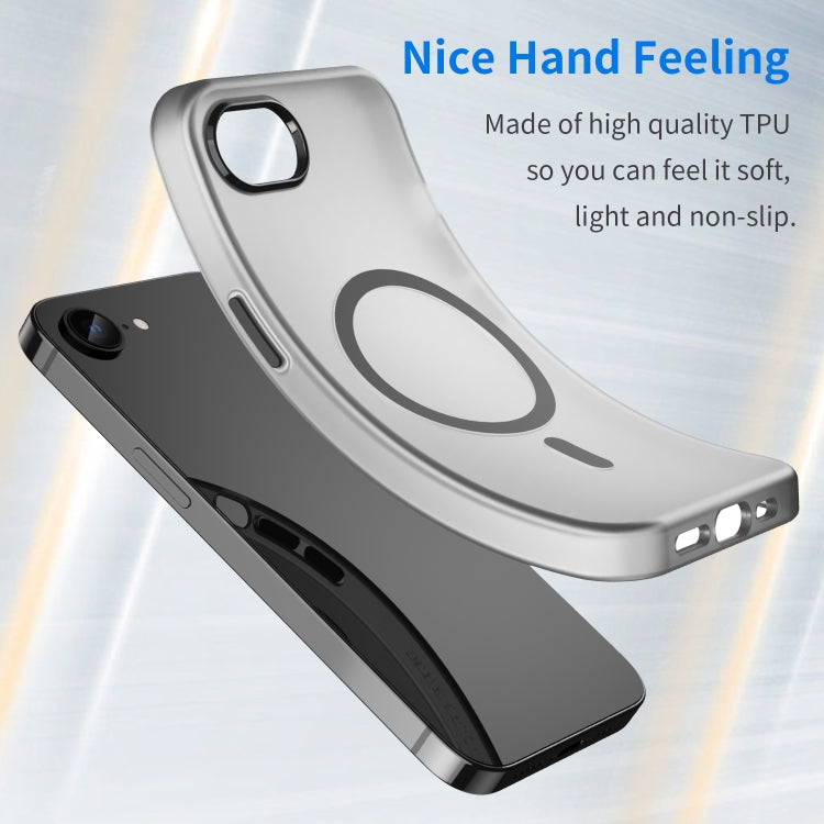 For iPhone 16e MagSafe Frosted Translucent TPU + PC Full Coverage Phone Case(Black)