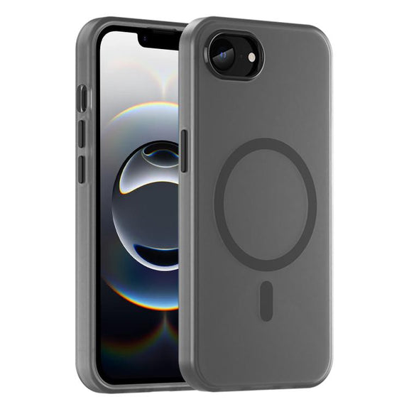 For iPhone 16e MagSafe Frosted Translucent TPU + PC Full Coverage Phone Case(Black)