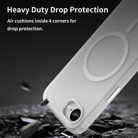 For iPhone 16e MagSafe Frosted Translucent TPU + PC Full Coverage Phone Case(White)