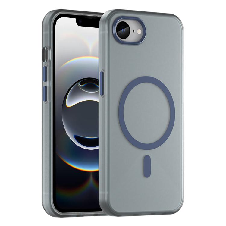 For iPhone 16e MagSafe Frosted Translucent TPU + PC Full Coverage Phone Case(Dark Blue)