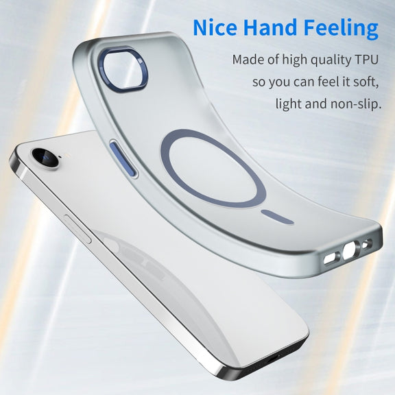 For iPhone 16e MagSafe Frosted Translucent TPU + PC Full Coverage Phone Case(Dark Blue)