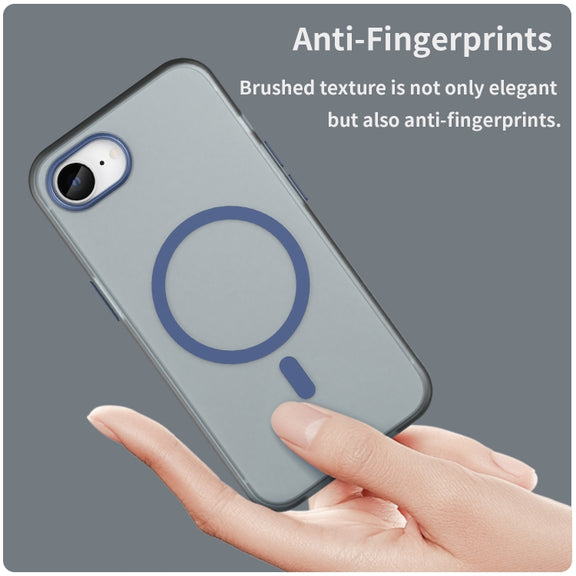For iPhone 16e MagSafe Frosted Translucent TPU + PC Full Coverage Phone Case(Dark Blue)