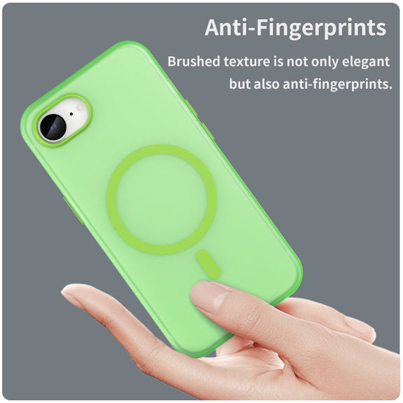 For iPhone 16e MagSafe Frosted Translucent TPU + PC Full Coverage Phone Case(Green)
