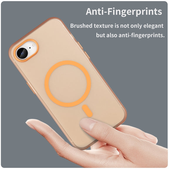 For iPhone 16e MagSafe Frosted Translucent TPU + PC Full Coverage Phone Case(Orange)