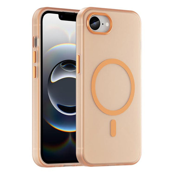 For iPhone 16e MagSafe Frosted Translucent TPU + PC Full Coverage Phone Case(Orange)