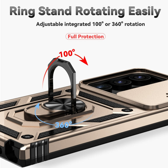 For Samsung Galaxy S24 Ultra 5G Sliding Camshield Holder Phone Case(Gold)