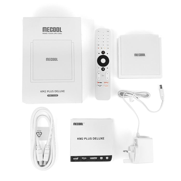 MECOOL KM2 Plus Android 11 Dual-band WiFi Smart Voice TV Box 4GB+32GB, AU Plug(White)