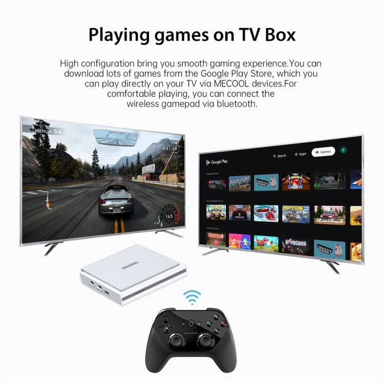 MECOOL KM2 Plus Android 11 Dual-band WiFi Smart Voice TV Box 4GB+32GB, AU Plug(White)