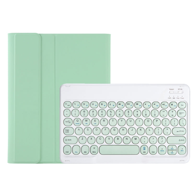 For Samsung Galaxy Tab S10 FE / S9 FE / S9 Candy Color TPU Round Keycap Bluetooth Keyboard Leather Case with Pen Slot(Light Green)