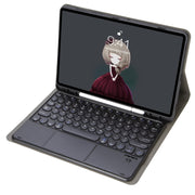For Samsung Galaxy Tab S9 FE Candy Color TPU Round Keycap Touch Bluetooth Keyboard Leather Case(Black)