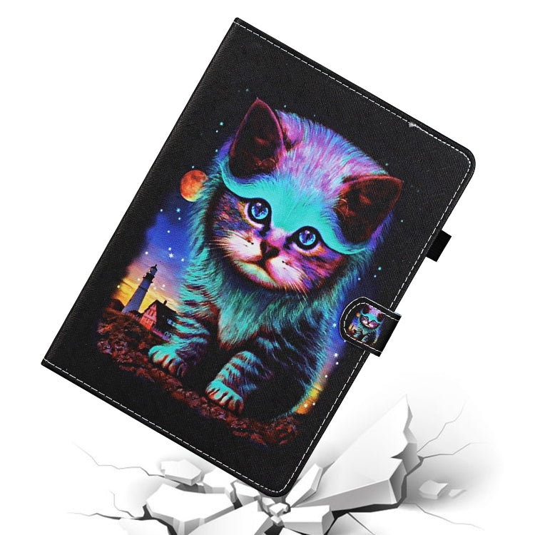 For Lenovo Tab P12 2023 / TB370FU Coloured Drawing Stitching Smart Leather Tablet Case(Night Cat)