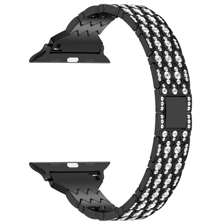 For Apple Watch Series 9 45mm Devil Eye Diamond Bracelet Metal Watch Band(Black)