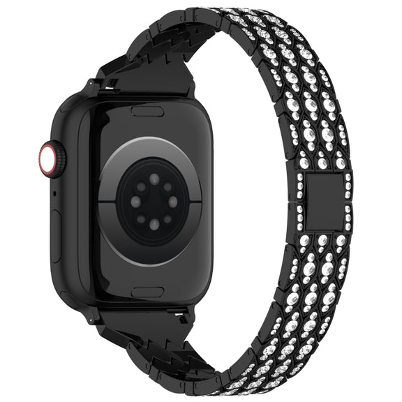 For Apple Watch Series 9 45mm Devil Eye Diamond Bracelet Metal Watch Band(Black)