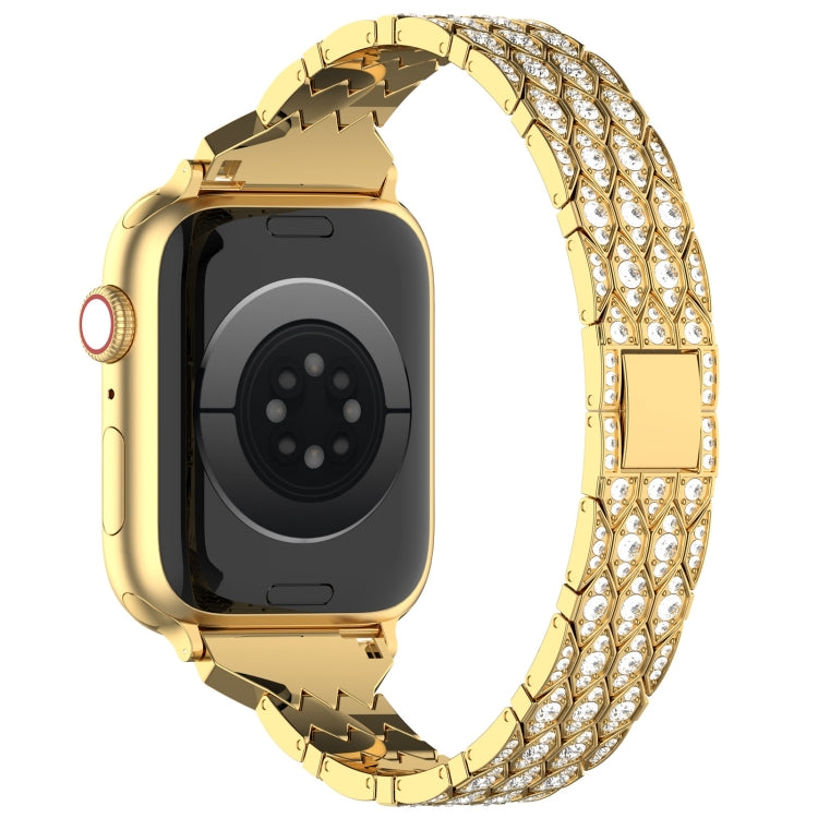 For Apple Watch Series 7 45mm Devil Eye Diamond Bracelet Metal Watch Band(Gold)